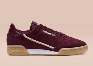 adidas continental 80 burgundy suede