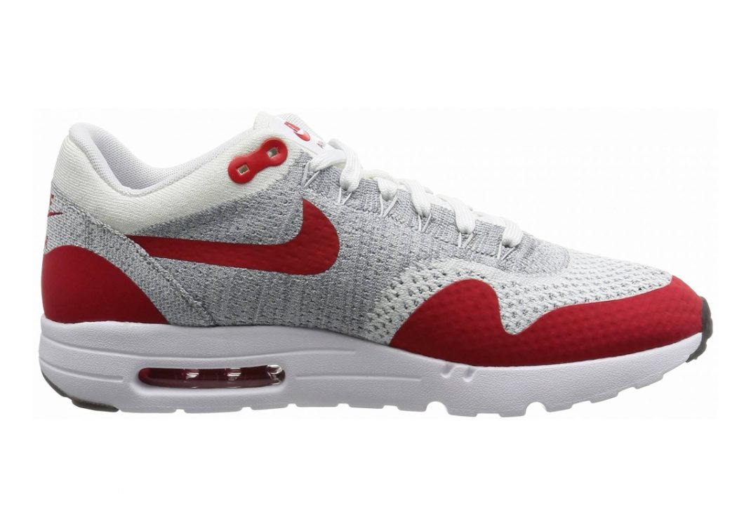Nike Air Max 1 Ultra Flyknit Bianco (White / University Red-pure Platinum) (Rosso-platino)