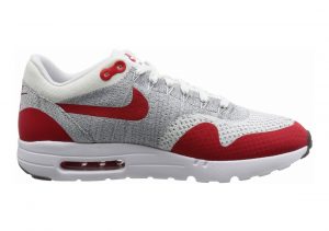 Nike Air Max 1 Ultra Flyknit Bianco (White / University Red-pure Platinum) (Rosso-platino)
