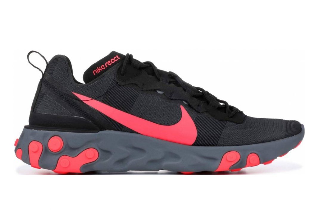 Nike React Element 55 Black, Solar Red-cool Grey