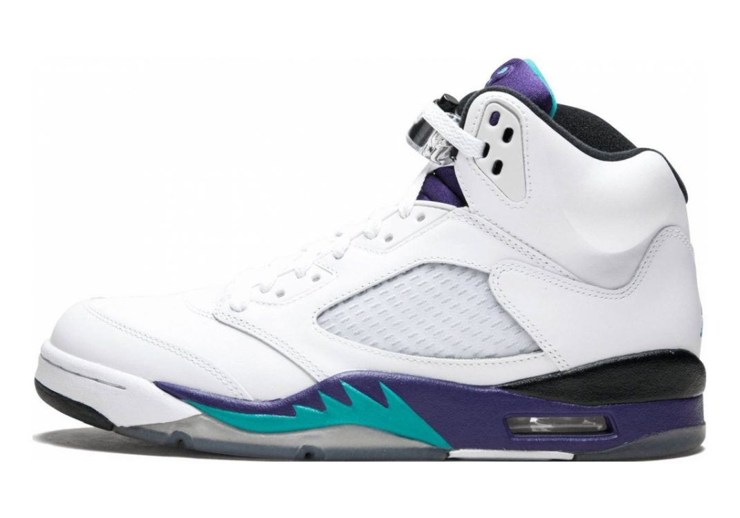 Air Jordan 5 Retro White, New Emerald-grapeice