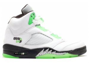 Air Jordan 5 Retro White, Rdnt Grn-blk-mtllc Slvr