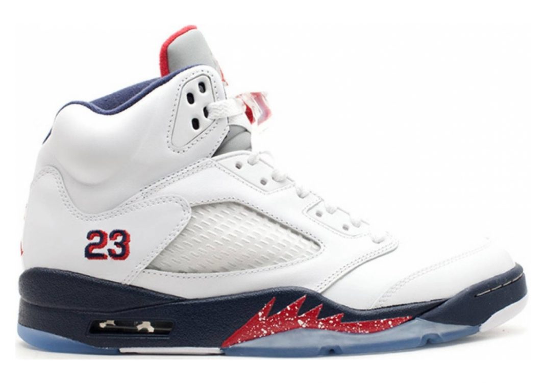 Air Jordan 5 Retro White, Varsity Red-mid Navy