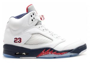 Air Jordan 5 Retro White, Varsity Red-mid Navy