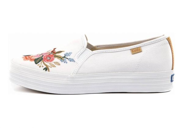 Keds X Rifle Paper Co. Triple Decker Lively Embroidery White