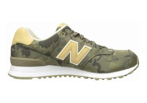 New Balance 574 Camo Green with Yellow