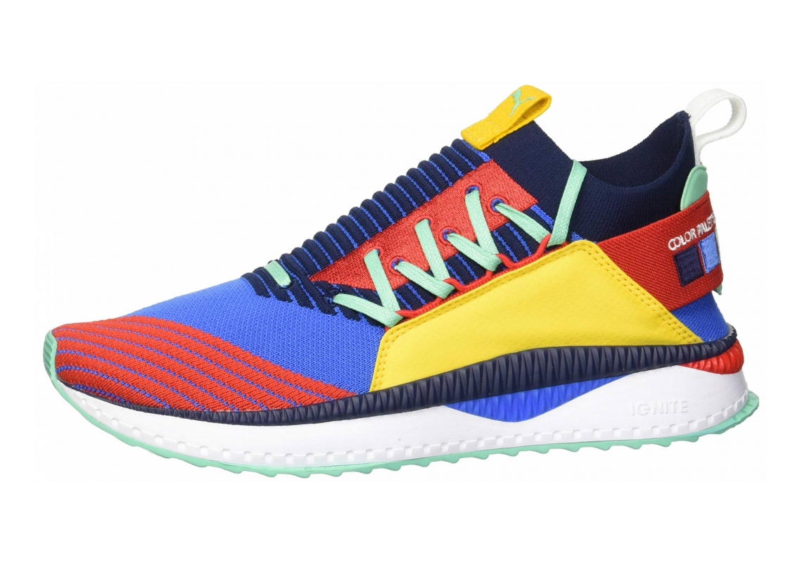 red yellow and blue pumas