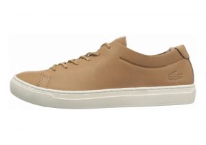 Lacoste L.12.12 Unlined Leather Trainers Light Tan/Off White