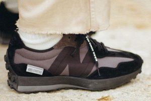 MADNESS x New Balance 327 Black on Foot