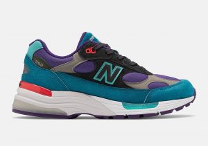 New Balance 992 Teal Purple/Red colorway