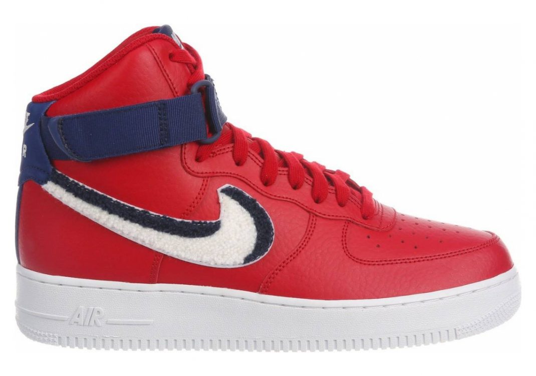 Air force 1 high white and red best sale