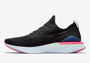 Nike Epic React Flyknit 2 Black/Sapphire Lime Blast-Hyper Pink-Blue Tint