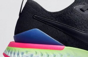 Nike Epic React Flyknit 2 Black/Sapphire Lime Blast-Hyper Pink-Blue Tint