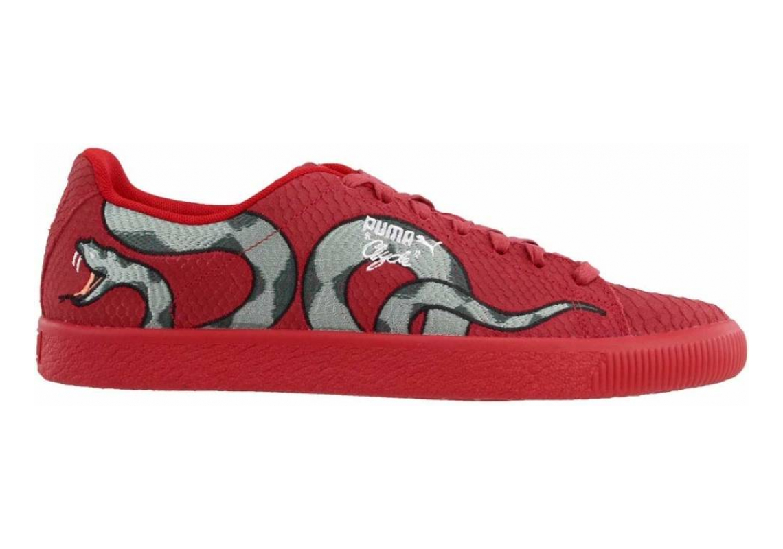 puma clyde snakeskin red