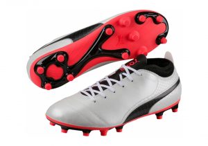 Puma One 17.4 Firm Ground - Weiß White Black Fiery Coral (10407501)