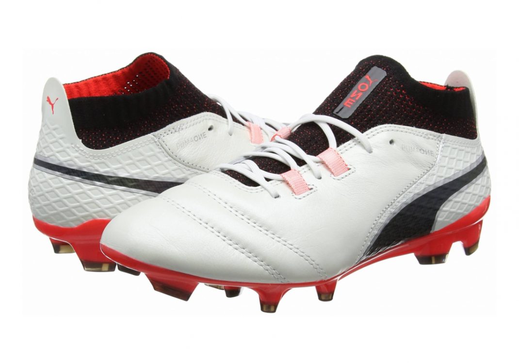Puma One 17.1 Firm Ground - White White Black Fiery Coral 01 (10406201)