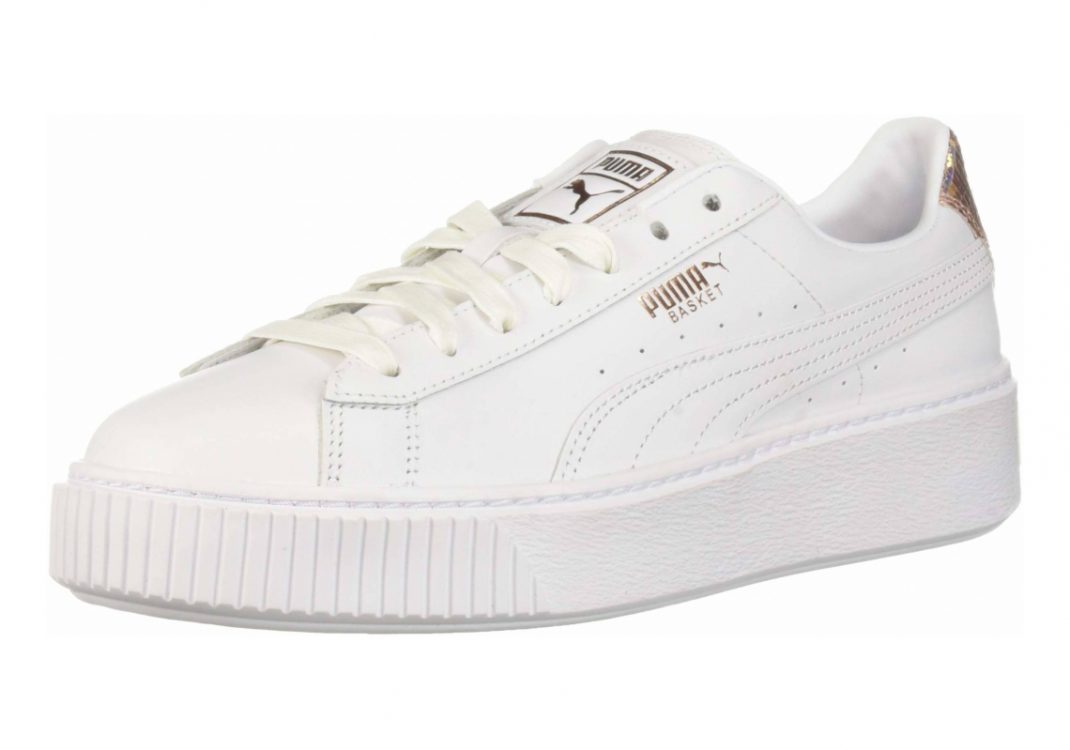 Puma basket platform sales white gold