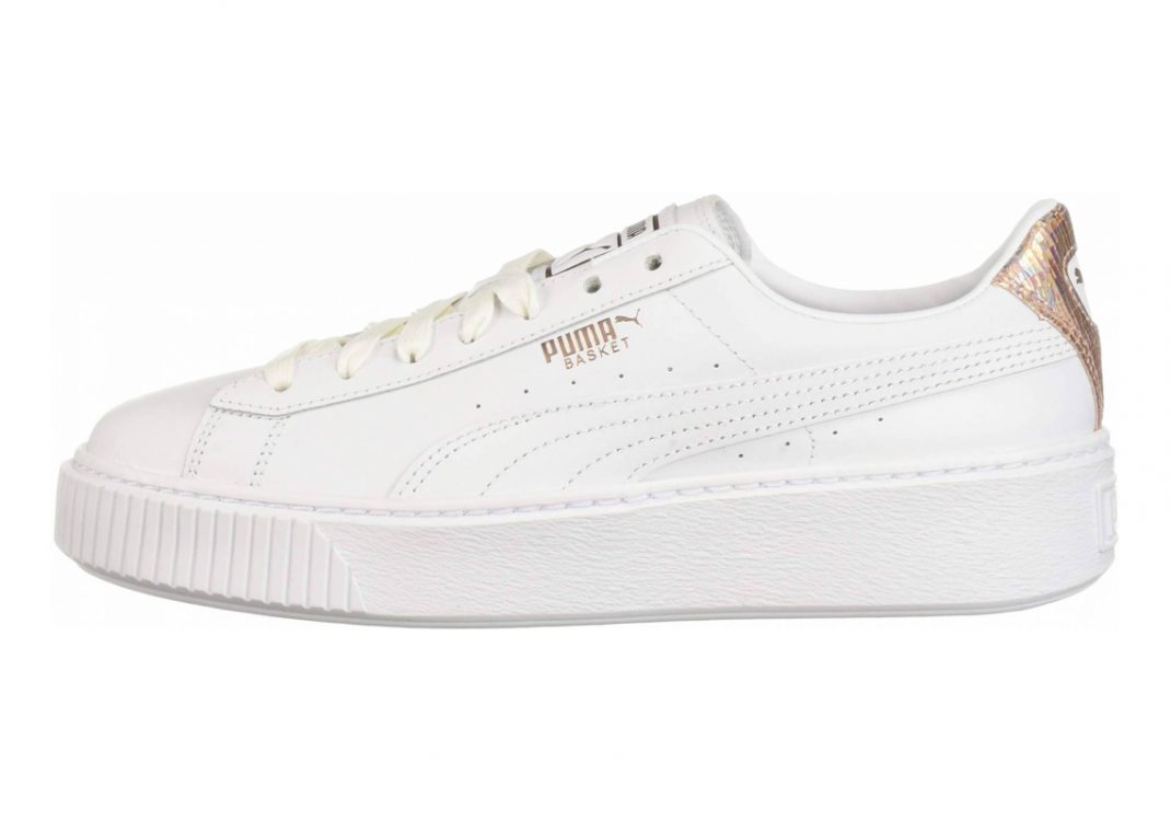 Puma basket platform sales white gold