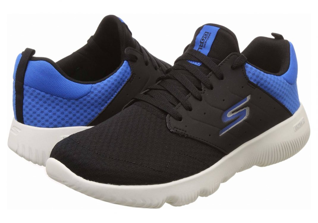 Skechers GOrun Focus - Athos - Black Black Textile Blue Trim Bkbl (977)