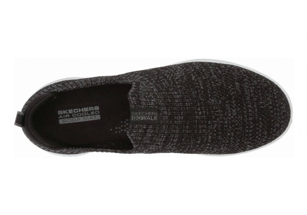 Skechers GOwalk 5 - Trendy - Black Black Textile Gray Trim Bkgy (023)