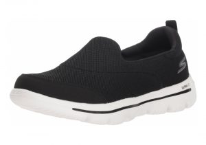Skechers GOwalk Evolution Ultra - Reach - Black Black Textile White Trim Bkw (011)