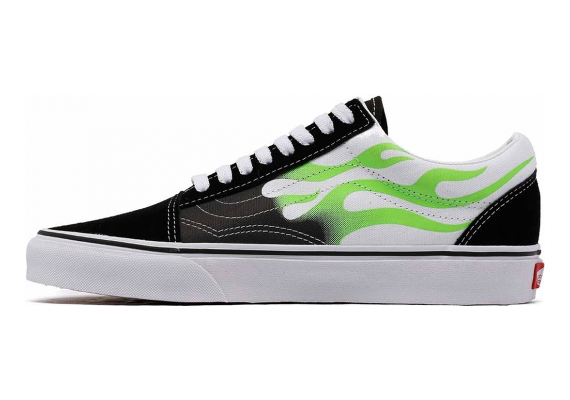 vans black and white flame