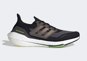 Adidas Ultraboost 21 Core Black/Silver Metallic/Solar Yellow