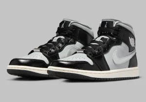 Air Jordan 1 Mid Black/Light Smoke Grey/Sail/Metallic Silver